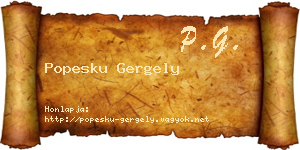 Popesku Gergely névjegykártya